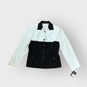 Kasper ASL Light Blue Black Colorblock Button Pocket Blazer NWT